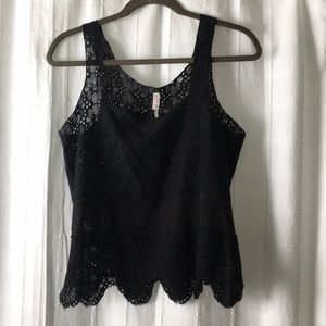 ‼️3/$20 or 4/$25‼️ Black lace free people tank